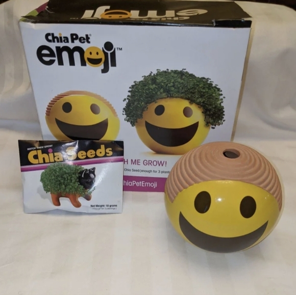 chia pet emoji Vintage Smiley Happy Face Ceramic New - Picture 5 of 5